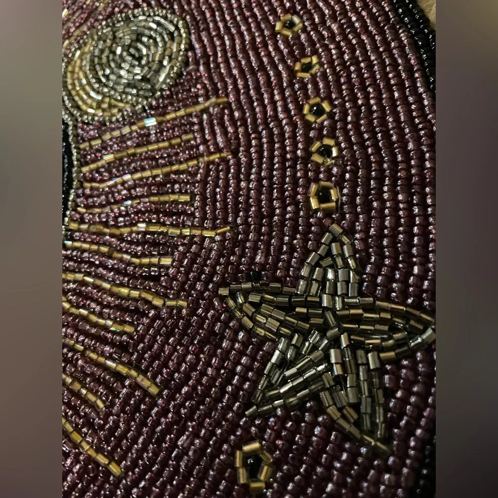 NWOT Purple Celestial Moon Phase Beaded Placemat Charger